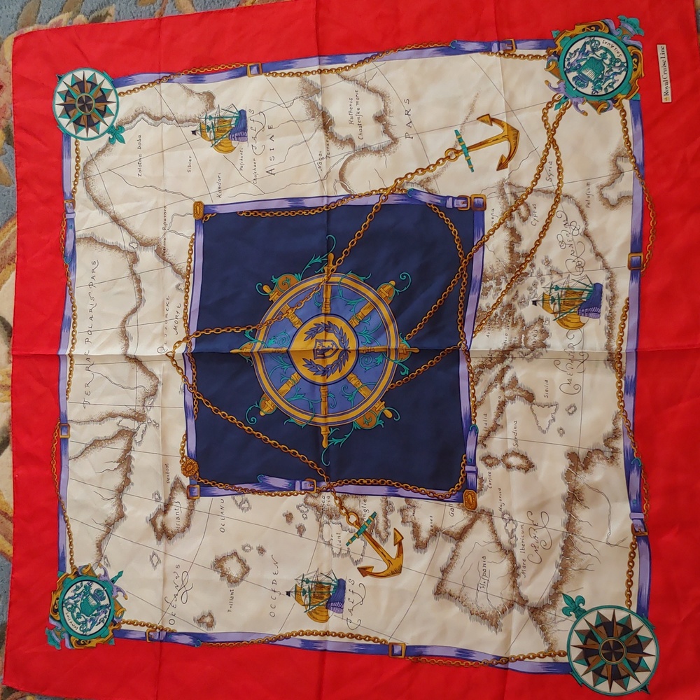 Vtg Royal Cruise Silk Square Scarf 34 in.